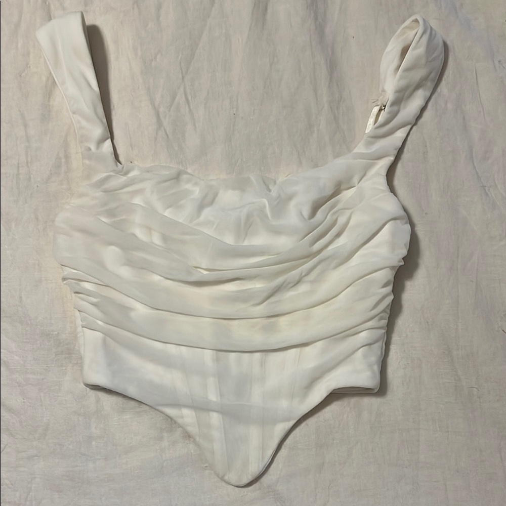 Elegant White Ruched Corset Top